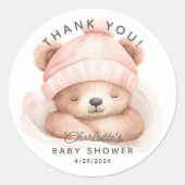 Sticker Rond Merci de Baby shower d'ours (Devant)