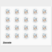 Sticker Rond Merci de Baby shower d'ours (Feuille)