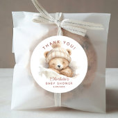 Sticker Rond Merci de Baby shower d'ours