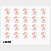 Sticker Rond Merci de Baby shower d'ours rose (Feuille)