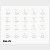 Sticker Rond Merci de Baby shower Fleur sauvage aquarelle (Feuille)