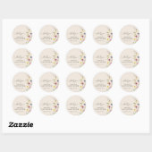 Sticker Rond Merci de Baby shower Fleur sauvage beige (Feuille)