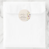 Sticker Rond Merci de Baby shower Fleur sauvage beige (Sac)