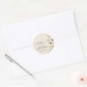Sticker Rond Merci de Baby shower Fleur sauvage beige (Enveloppe)
