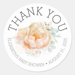Sticker Rond Merci de Baby shower floral
