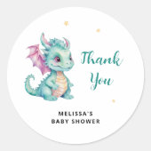 Sticker Rond Merci de Baby shower Little Dragon (Devant)