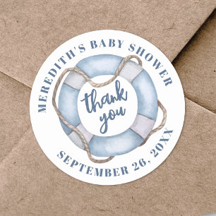 Sticker Rond Merci de Baby shower nautique