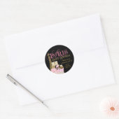 Sticker Rond Merci de Baby shower Paris en or noir rose (Enveloppe)