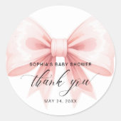 Sticker Rond Merci de Baby shower rose pâle (Devant)