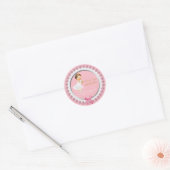 Sticker Rond Merci de Baby shower rose | Princess Shower Favor (Enveloppe)
