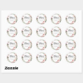 Sticker Rond Merci de Baby shower rose rustique (Feuille)