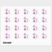 Sticker Rond Merci de Baby shower rose Teddy Bear (Feuille)