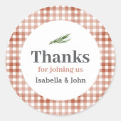 Sticker Rond Merci de Baby shower rustique (Devant)
