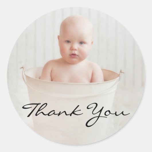 Sticker Rond Merci de Baby shower rustique adorable (Devant)
