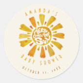 Sticker Rond Merci de Baby shower Sun aquarelle (Devant)