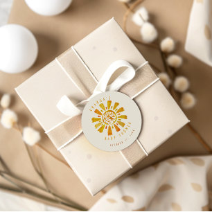 Sticker Rond Merci de Baby shower Sun aquarelle