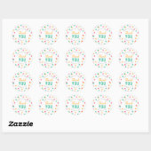 Sticker Rond Merci de Baby shower Turquoise orange Confetti (Feuille)