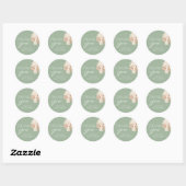 Sticker Rond Merci de Baby shower vert Boho Sage (Feuille)