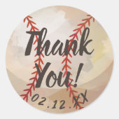 Sticker Rond Merci De Baseball (Devant)