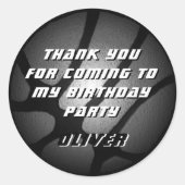 Sticker Rond Merci de basket-ball en argent métallique (Devant)