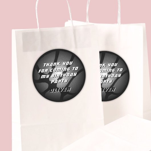 Sticker Rond Merci de basket-ball en argent métallique