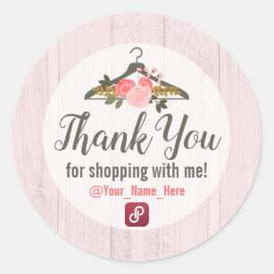 Sticker Rond Merci de boutique de vêtements floraux Hanger Clos