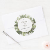 Sticker Rond Merci de cadre de feuillage géométrique (Enveloppe)