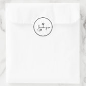 Sticker Rond Merci de calligraphie florale simple (Sac)