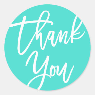 Sticker Rond Merci de calligraphie moderne Turquoise