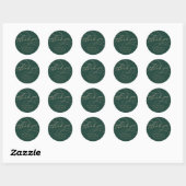 Sticker Rond Merci de calligraphie verte romantique Favoriser S (Feuille)