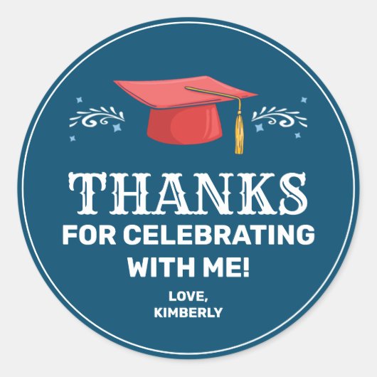 Sticker Rond Merci de célébrer avec moi Graduation (Devant)