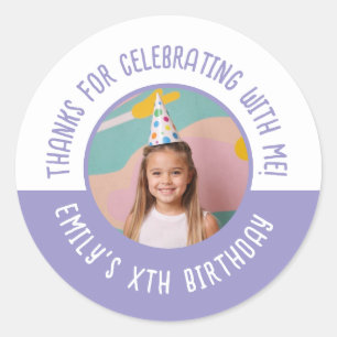 Sticker Rond Merci de célébrer avec moi Photo d'anniversaire
