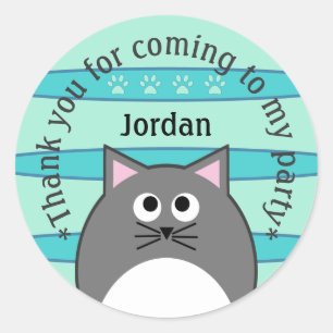 Sticker Rond Merci de chat gris