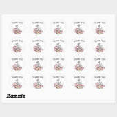 Sticker Rond Merci de chat rose d'anniversaire (Feuille)