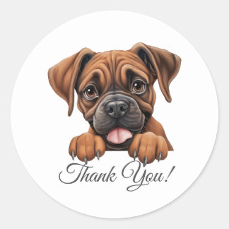 Sticker Rond Merci de chien de boxe