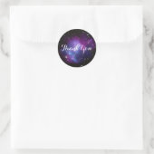 Sticker Rond Merci de cluster de galaxie violette (Sac)