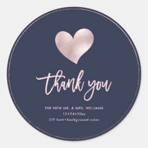 Sticker Rond Merci de coeur rose d'Iridescente