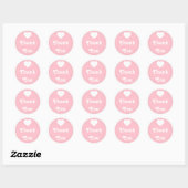 Sticker Rond Merci de coeur rose et blanc (Feuille)