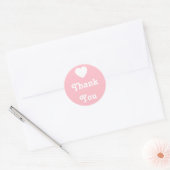 Sticker Rond Merci de coeur rose et blanc (Enveloppe)