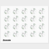 Sticker Rond Merci de couleur Mariage vert Sage (Feuille)