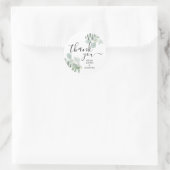 Sticker Rond Merci de couleur Mariage vert Sage (Sac)