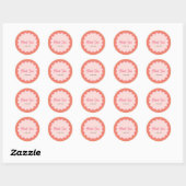 Sticker Rond Merci de courbe rose rétro (Feuille)