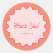 Sticker Rond Merci de courbe rose rétro (Devant)