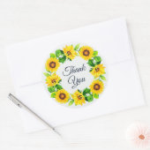 Sticker Rond Merci de couronne de tournesol blanc (Enveloppe)