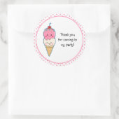 Sticker Rond Merci de crème glacée mignonne (Sac)