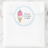 Sticker Rond Merci de crème glacée mignonne (Sac)