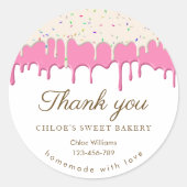 Sticker Rond Merci de cuisson à séchage rose (Devant)