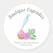 Sticker Rond Merci De Cupcake De Frosting Aquarelle (Devant)