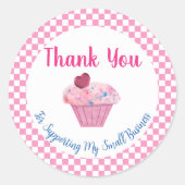 Sticker rond Merci de Cupcake rose (Devant)