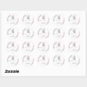 Sticker Rond Merci de  de Baby shower de bocal rose (Feuille)